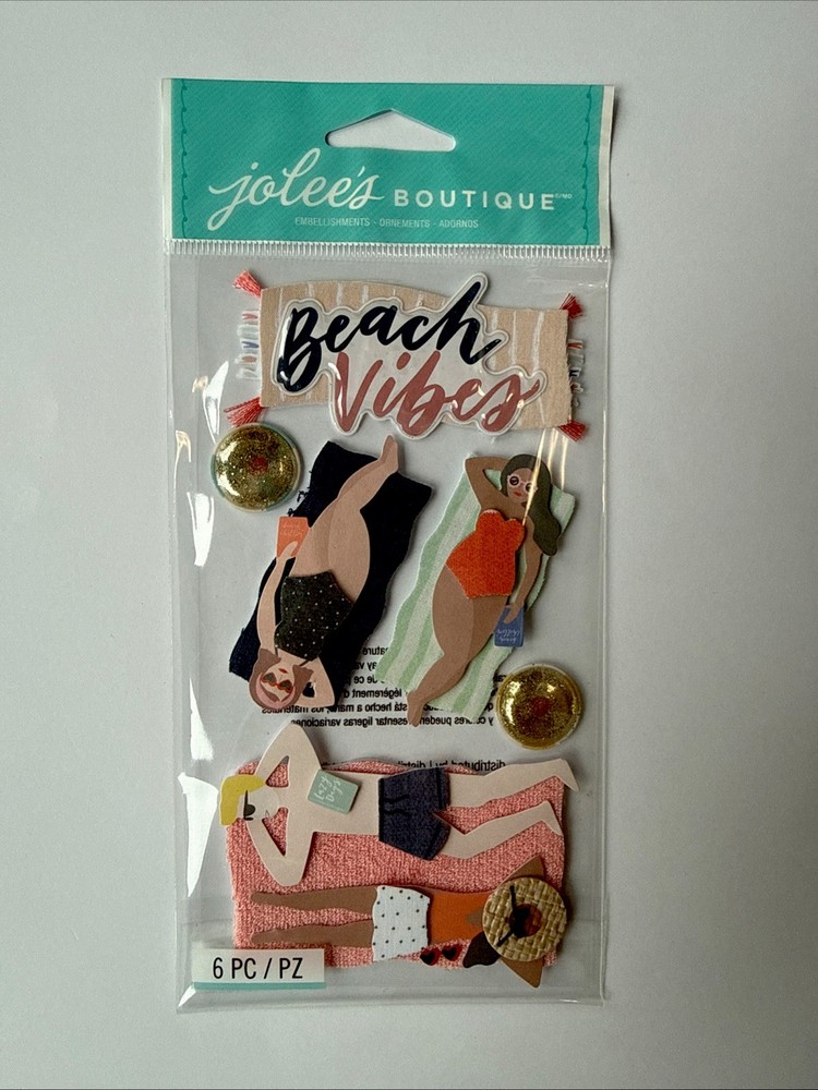Jolee’s Boutique Lounging Beach Vibes Scrapbooking Stickers – 6 pcs – EK Success