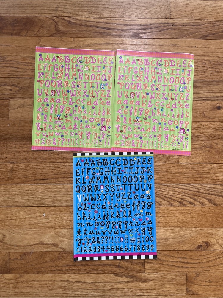 3 Sheets Colorbok 2001 2 Grrrls Pink/Black Letter Alphabet Scrapbook Stickers