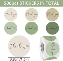 Thank You Sticker,500pcs 1.5Inch Green Thank You for Supporting My Small Busines