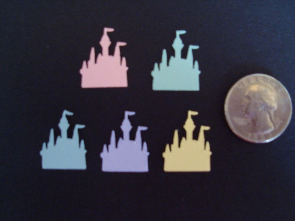 50 PASTEL DISNEY CASTLE DIE CUTS PUNCHES CONFETTI 5 COLORS