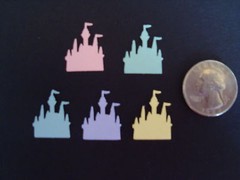 50 PASTEL DISNEY CASTLE DIE CUTS PUNCHES CONFETTI 5 COLORS