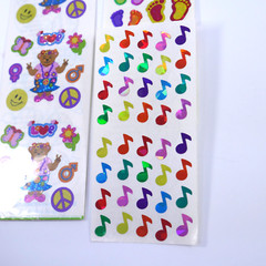 Vintage Sandylion prismatic stickers Peace Bears, Feet, music notes bright color