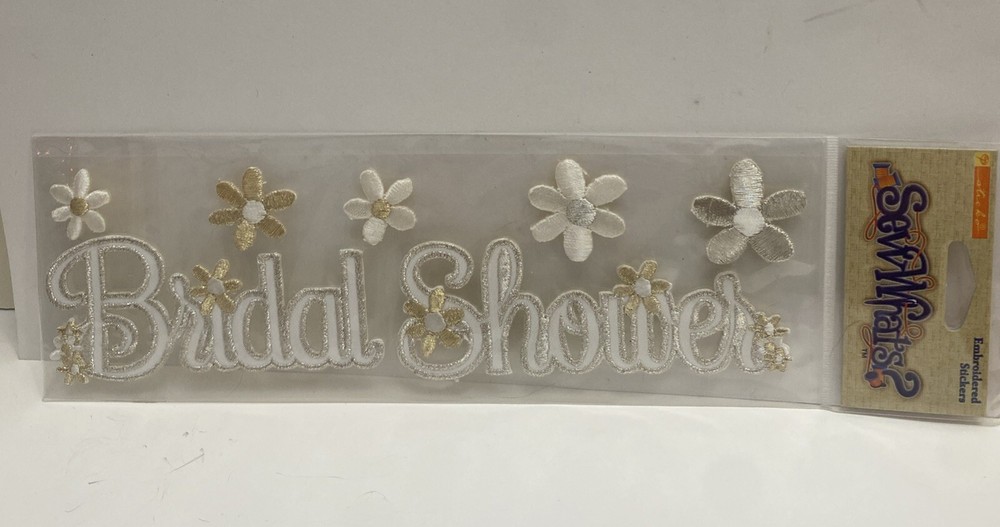 NEW Sticko Sew Whats? Bridal Shower Embroidered Sticker 8.5” X 1.75”