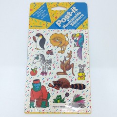Vintage Post-It Removable Stickers Zoo Wild Animals 4 Sheets 1989 Gorilla Lion