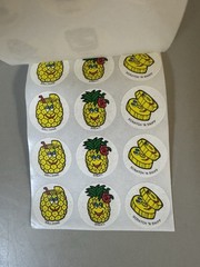 Lot Of 3 CTP 1981 Scratch and Sniff Sticker Sheets RASPBERRY Orange Pineapple