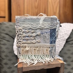 Handmade Junk Journal Blue Ocean Seashell Beach Theme Boho Pearl Scrapbook Craft
