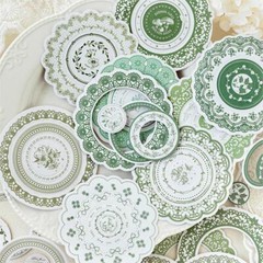 20Pcs Retro Lace Circles Paper Stickers Junk Journal Seal Scrapbooking Supplies