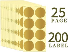 200 Pcs 2 Inch Embossing Stickers Gold Metallic Seals Certificate Sealing Labels