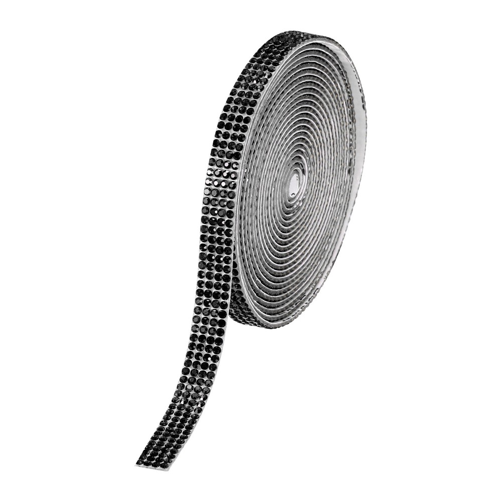 0.35 Inch Self Adhesive Rhinestone Strips 3 Yard for Crafts,Black