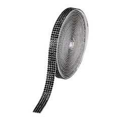 0.35 Inch Self Adhesive Rhinestone Strips 3 Yard for Crafts,Black