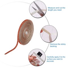 2Pcs Rhinestone Ribbon Orange Self Adhesive Rhinestone Strip 0.16″ x 3 Yard