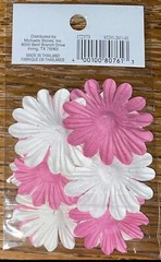 Recollections Pink & White 12pc Floral Flowers Scrapbook Or Card Embellishments