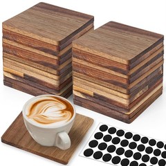 26 Pieces Unfinished Wood Coasters, 4 Inch Square Acacia Wooden Coasters for …