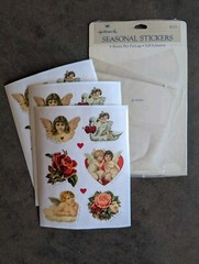 Vintage Hallmark Victorian Style Cherubs Valentine Rose Flowers Stickers 1 Sheet