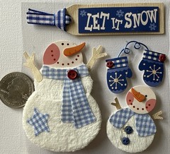 SNOWMAN PAIR Dimensional Stickers(4pc)Christmas•Holiday •Snowflakes•Scarf•Snow•