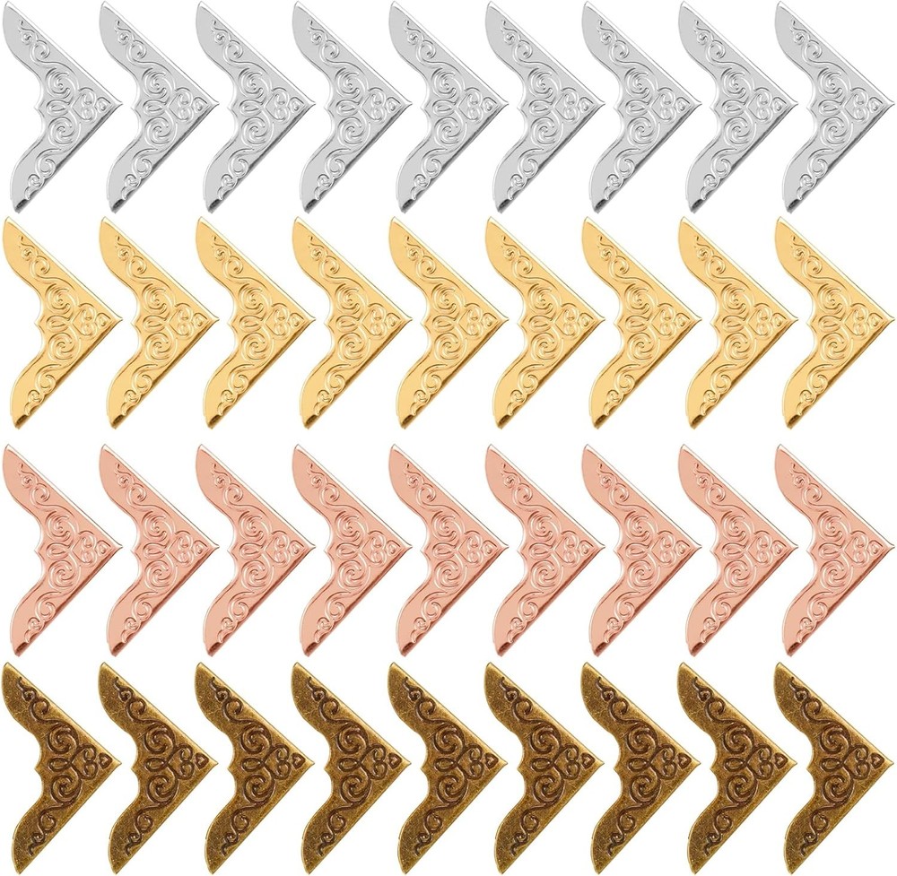 Bewudy 80 Pcs Metal Book Corner Protector, 4 Colors