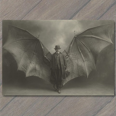 STICKER Victorian Gentleman Bat Wings Dark Fantasy Portrait Surreal Gothic