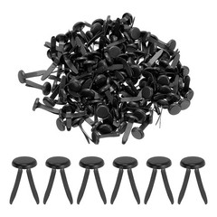 Brads for Paper Crafts, 150 Pcs Black Metal Round Paper Fasteners, 16 mm