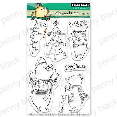New Penny Black Rubber Stamp JOLLY GOOD TIMES WINTER CHRISTMAS set free USA ship