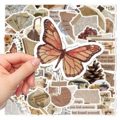50pcs RETRO COTTAGECORE Vintage Stickers,Aesthetic Victotia Flowers Peacock,201