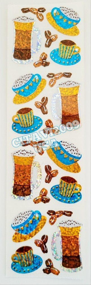 HAMBLY STUDIOS PRISMATIC STICKERS FOOD DRINKS COFFEE CAPPUCCINO LATTE VINTAGE.