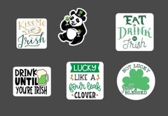 6 – 2.5” St. Patrick’s Day Sticker Pack – Happy Stickers Irish Holiday Shamrock