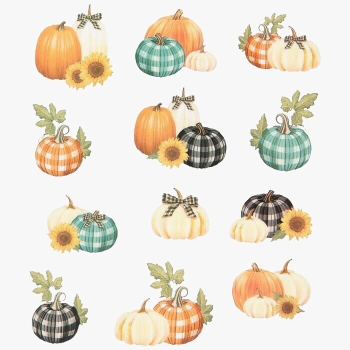 2 Sheets Buffalo Plaid Pumpkin Fall Harvest Stickers Papercraft Planner Supply