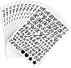 1768 Pieces 15 Sheets Letter Stickers, 0.5 Inch Small Deco Stickers Waterproof A