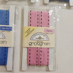 NEW Lot 7 Pkgs Doodlebug Design Ribbon Rick-Rack Stitched Grosgrain Pink Blue -B