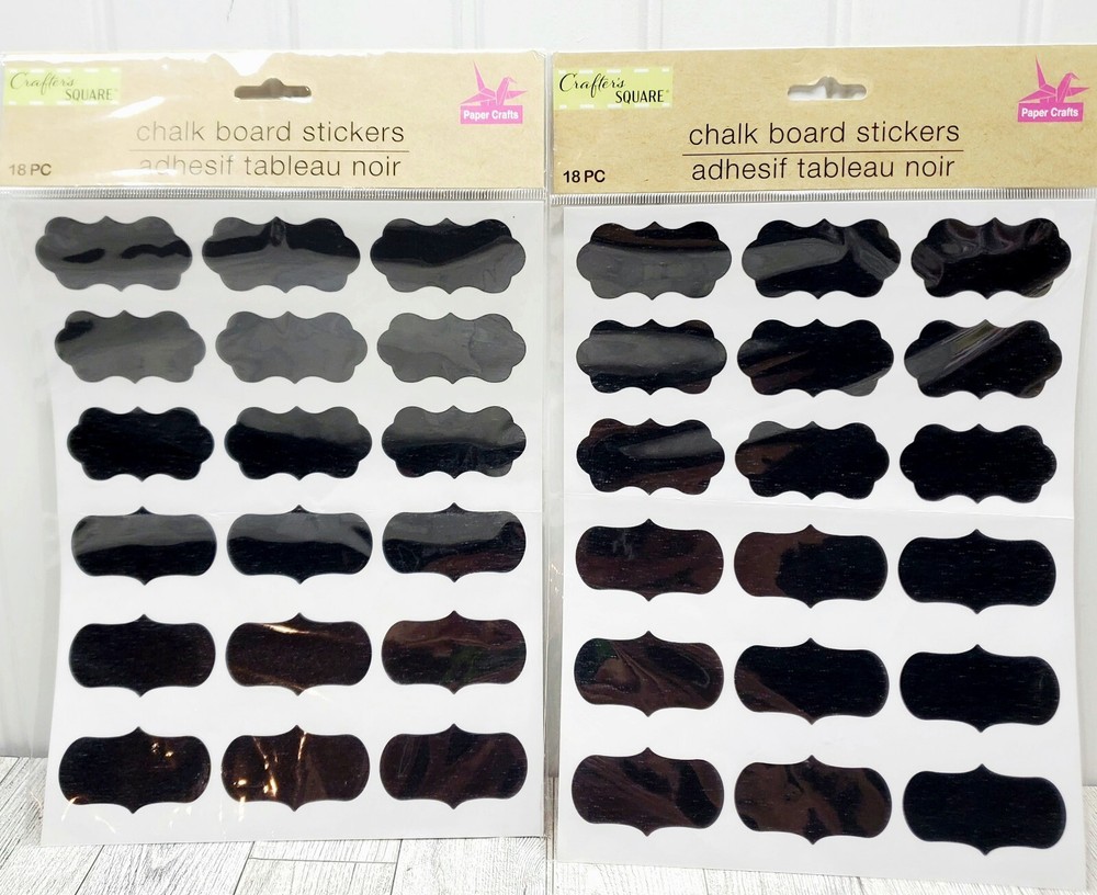 Chalk Board Stickers 2.25″X1″ Pantry Lot of 2 Crafters Square 36 Labels Total