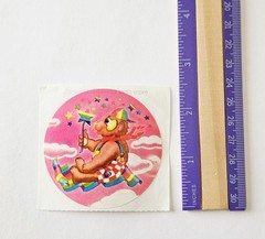 Vtg Lisa Frank Sticker 1983 Magic Carpet Bear wand flying