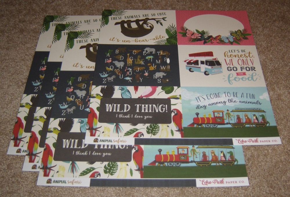 Echo Park 12×12 Double Sided Scrapbook Papers(4) ~ Animal Safari…..4×6 Journal