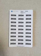 Year Stickers for Calendars, Planners, Journals Style D