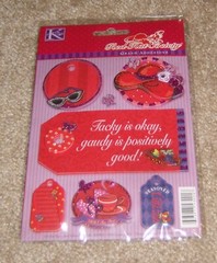 K & Company Grand Adhesion 3D Sticker w/Glitter Accent~ Red Hat Society…Tags