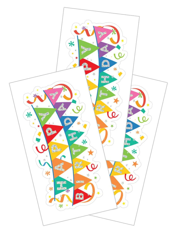 Stickers Crafts PH Slim Happy Birthday Banners Bright Confetti Twirls Glitter