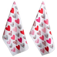Valentine’s Day Collection Kitchen, Dishtowel Set, 18×28, Hearts Collage, 2