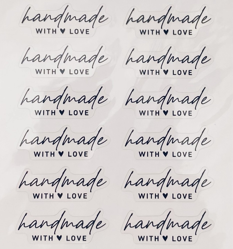 12 Handmade With Love Word Phrase Clear Craft Stickers Labels