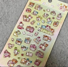 Japan Kawaii Twin Rabbit And Friends School Bon Bon Gum Drop Puffy 3D Sticker