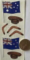 AUSTRALIA Stickers(7pc)Creative Memories •Flags•Boomerang￼•Hats•Card Making•
