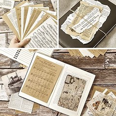 Zonon 114 Pieces 2 Sets Junk Journal Pages Vintage Old Book and Vellum Series