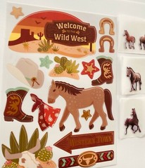 Mxd Horse Pony Wild West Cowboy Themed Stickers + Puffy Sticker Western Town Lot