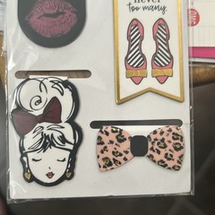 The Paper Studio AGENDA 52 Paperclips EYELASHES & LIPSTICK Magnetic Clips 6 pcs