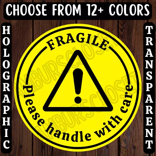 40 HANDLE WITH CARE STICKERS 2″ ROUND LABELS SHIPPING SUPPLIES SCRATCH RESISTANT