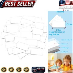 Set of 55 Waterproof Magnetic Name Stickers – 2″ x 1″ Erasable Tags for All Uses