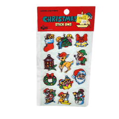 VINTAGE RUSS CHRISTMAS STICK ONS PUFFY STICKERS NOS SEALED IN PACKAGE SANTA BELL