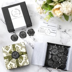 Black Wax Seal Stickers (60 Pcs, 3 Designs in 1 Pack) Premium Envelope Seal S…