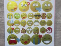 Teaching Tree 202 Fun Silly Expressive Emoji Shiny Gold Stickers 1″, 1/2″ New!