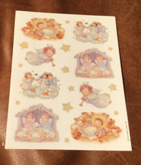 Vintage Hallmark Christmas Nativity Angels Baby Forest Animals Sticker Sheet *