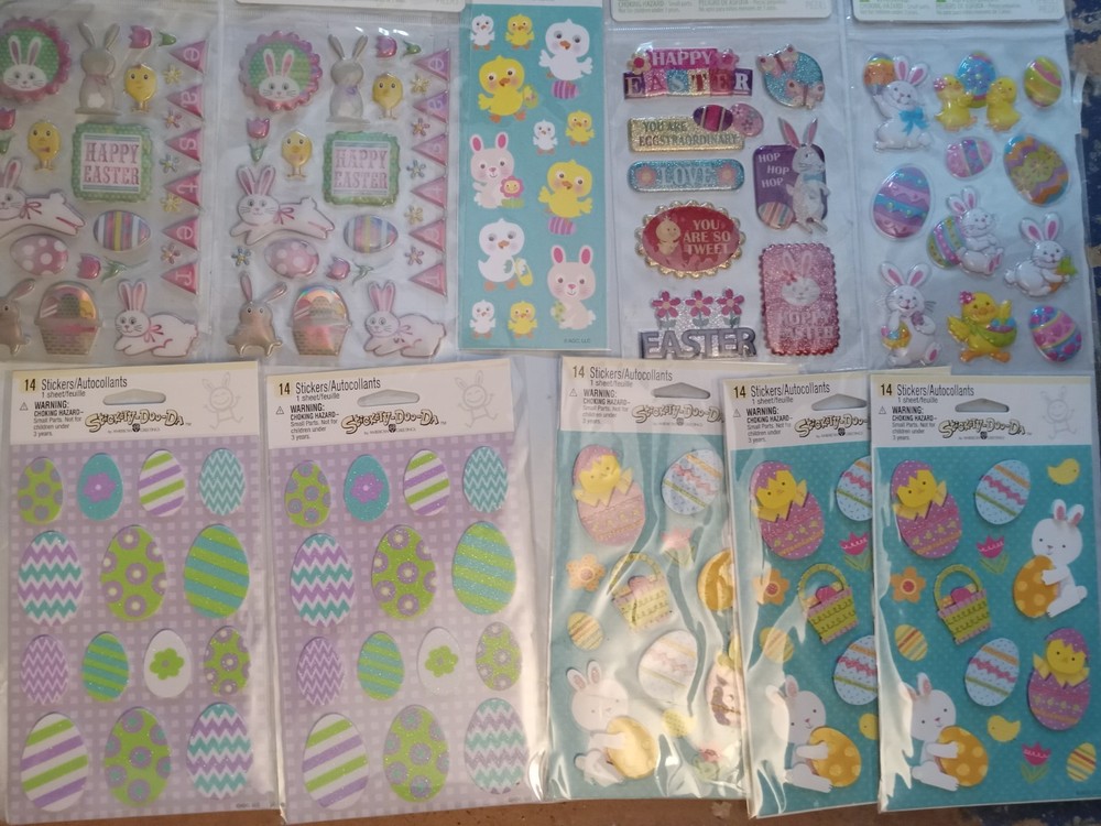 10 pkgs Vintage Dimensional Easter Stickers Stickety-Doo-Da(Am. Greetin& Walmart