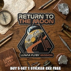 Artemis II Patch Sticker, NASA Retro Sticker, Space Logo Decal, Waterproof Vinyl